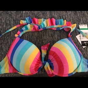 Rainbow Stripe Push up swim top-California Waves